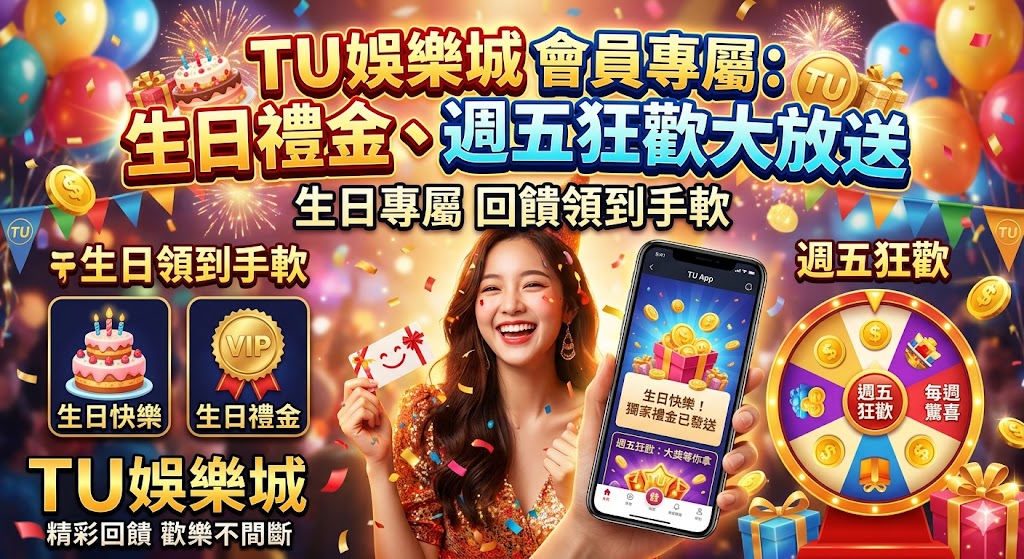 TU娛樂城 會員專屬：生日禮金、週五狂歡大放送，回饋領到手軟。